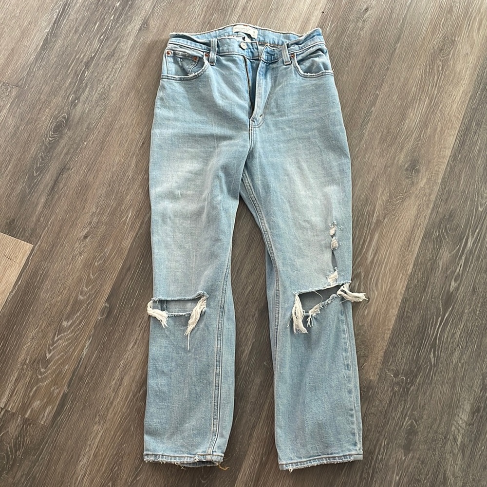 A&F Ankle Straight High Rise Curve Love